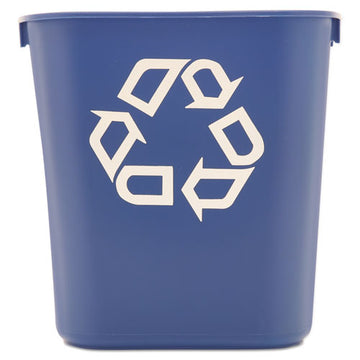 Rubbermaid® Commercial Small Deskside Recycling Container, Rectangular, Plastic, 13.63 Qt, Blue freeshipping - TVN Wholesale